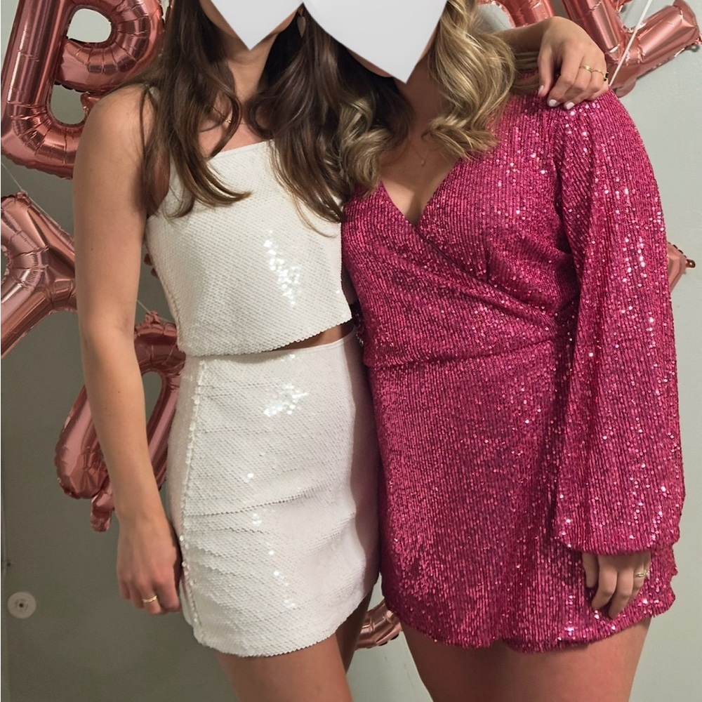 Abercrombie & Fitch White Sequin Set